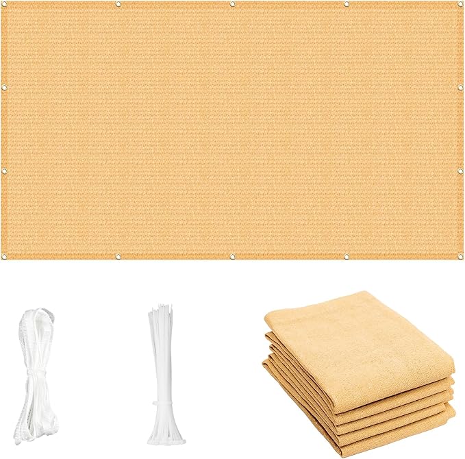 Cool Area Sun Shade Cloth with Grommets 7×19 FT Shade Panel Shade Tarp Screen Fabic for Outdoor Patio Pergola Cover Deck Garden, Sand (Customized)