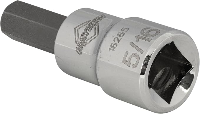 Mayhew Tools 16017 SAE Hex Socket Bit Set, 10-Piece, Polished Chrome