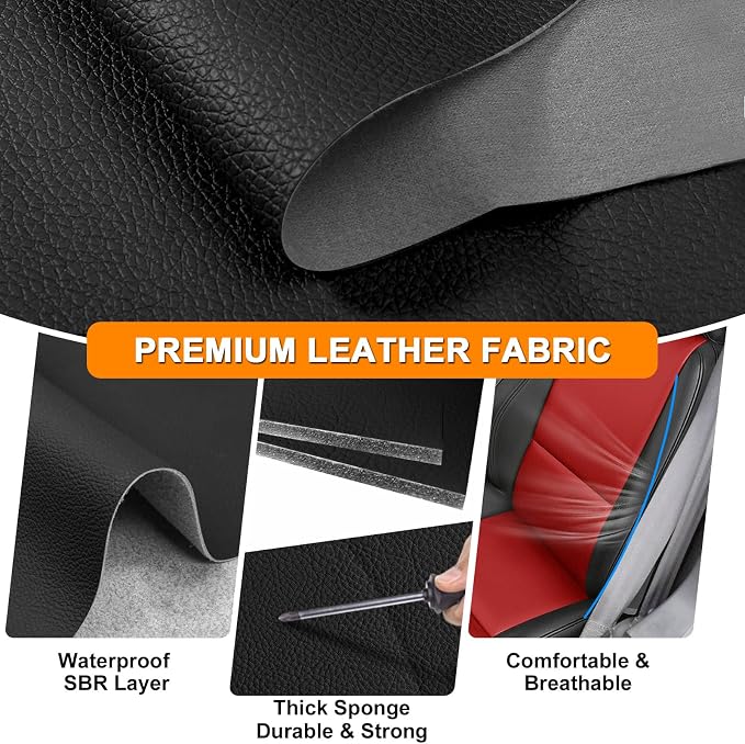 Front Seat Covers Compatible with 1984-1993 Chevy Corvette C4, Heavy Duty Leather Fabric Seat Protector