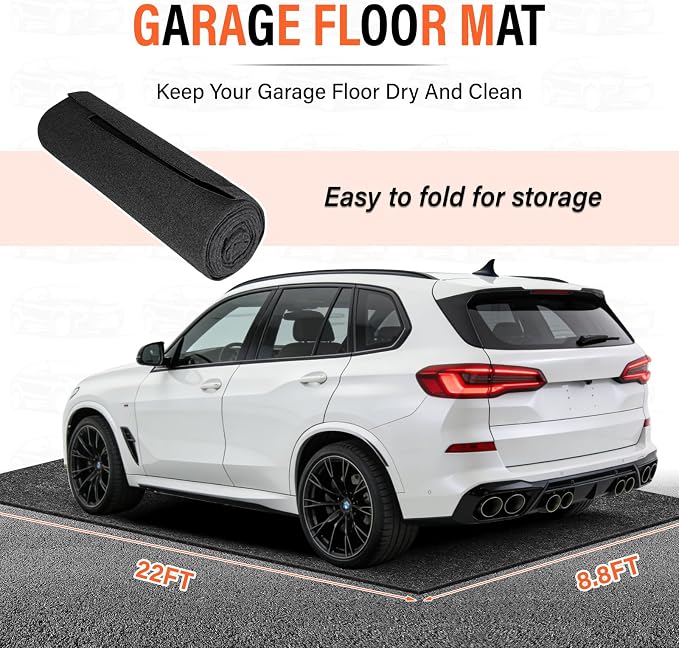 22 x 8.8FT Extra Large Garage Floor Mat, Waterproof Backing Garage Mat,Premium Oil Leaks Absorbent Oil Spill Mat,Reusable, Washable, Protects Floor from Spills, Drips, Splashes and Stains