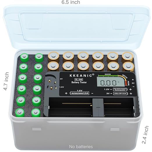 Battery Tester for AA AAA C D 9V & Case Household Batteries Battery Checker
