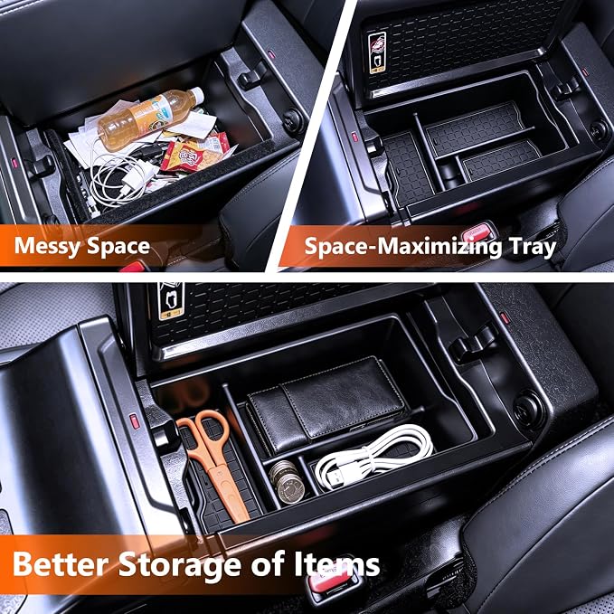 Center Console Organizer Tray Compatible with 2026 Toyota RAV4 Armrest Storage Box Insert Storage Tray ABS Material, 6th Gen Hybrid&Plug-in Hybrid Interior Accessories