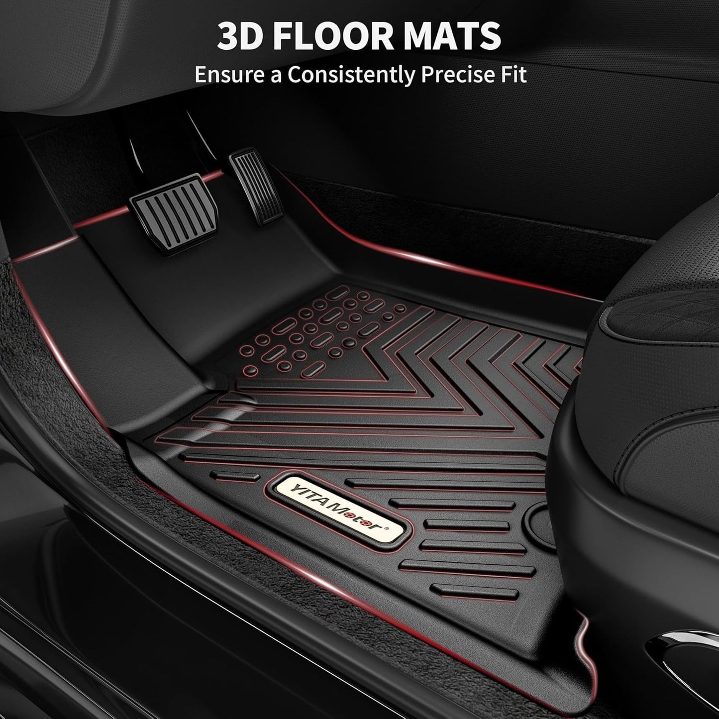 YITAMOTOR Floor Mats Compatible with 2019-2023 Ford Ranger Supercrew Cab, Custom Fit TPE 2023 Ranger Floor Liners 1st & 2nd Row All-Weather Protection Car Mats, Black