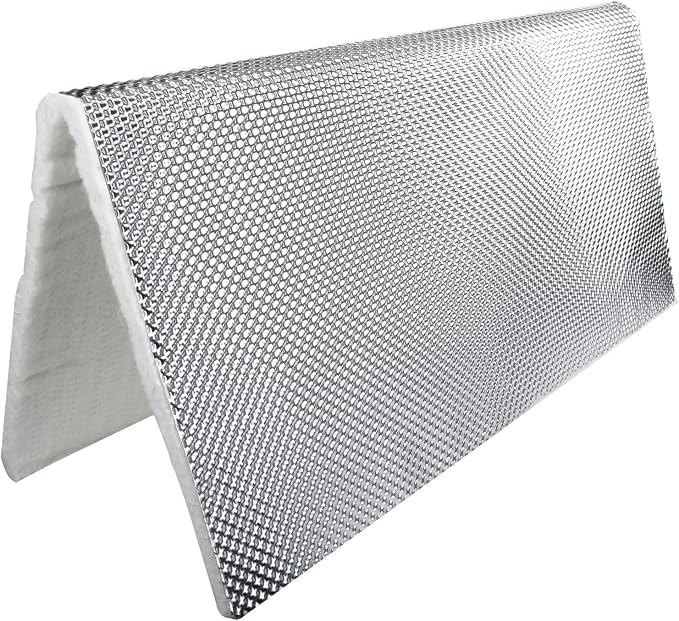 AC PERFORMANCE Reduce Radiant Heatshield Armor 2' Long x 2' Wide x 1/2" Thick Exhaust Pipe Multipurpose Heat Shield, Fiberglass Laminated Aluminum