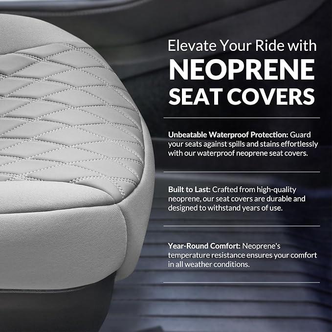 FH Group Custom Fit Car Seat Covers Specifically Made for Toyota Sienna 2021-2024, Solid Gray Ultraflex Neoprene Front Set Automotive Seat Covers, 7-8 Seater SUV Seat Covers, Toyota Accessories