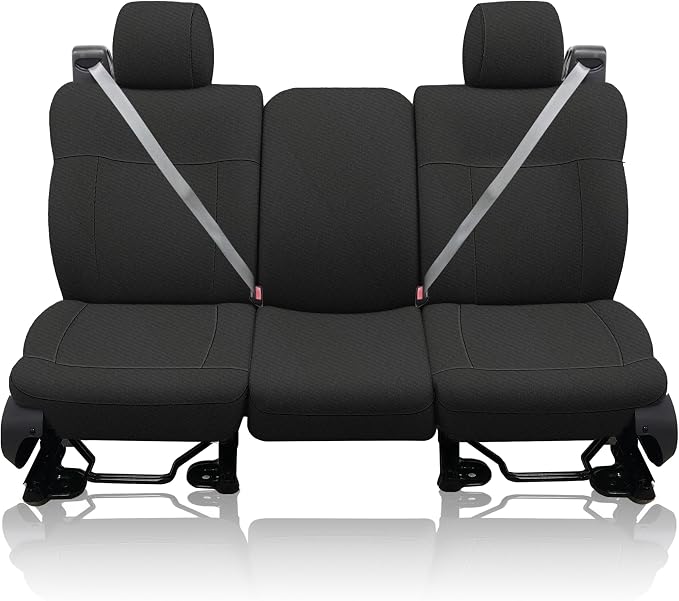 ESMING Heavy-Duty Knitted Fabric Front Seat Covers for Ford F150 XLT Super Cab 2004 2005 2006 2007 2008, Heavy-Duty, Non-Slip & Breathable-Black