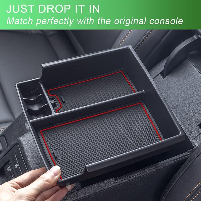 TOPINSTALL New Red Tray Compatible with 2021-2024 Ford Bronco & 2025+ Bronco 2-Door & 2025+ 4-Door Manual Transmission, Full Size Bronco Organizer (NO for 2025+ 4-Door Automatic)