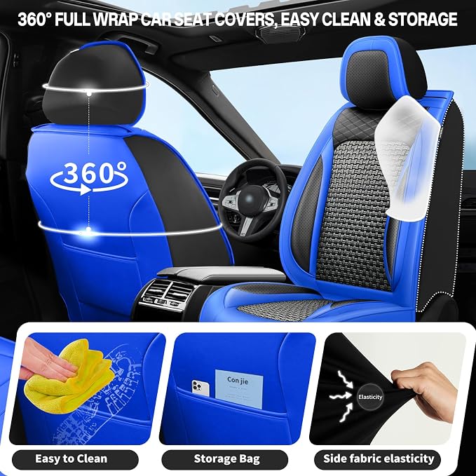 Fit Explorer Ice Silk Cooling Car Seat Covers for Ford Explorer 2004-2025 2026, Breathable Seat Protector, Anti-Slip & Scratch-Resistant，Sweatproof Auto Cushion Covers（5 Seats, Blue）