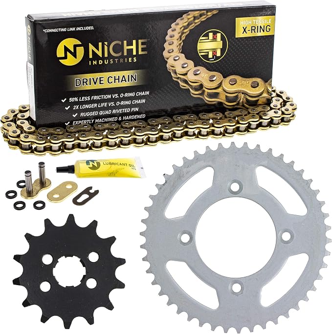 NICHE Drive Sprocket Chain Combo for Honda XR80R CRF80F Front 14 Rear 46 Tooth 420VM-X X-Ring 110 Links