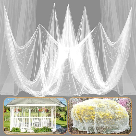 33x10ft Large Mosquito Net - Mesh Netting for Garden Skin and Plants Protection, Patio Bird Bug Screen, White