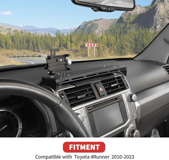 Metal Phone Mount Fit for 2010-2023 Toyota 4Runner,Dash Cell Phone Holder Adjustable Phone Stand Fit for All Smartphone(Black)