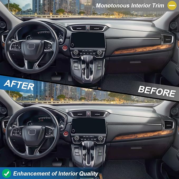 12Pcs Carbon Fiber Steering Wheel Cover AC Air Vent Cover Dashboard Cover Center Console Trim Cover Compatible with 2017-2022 Honda CR-V CRV