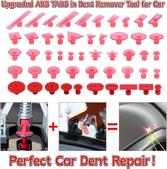 Dent Puller Kit for Car Dent Repair with Dent Reflect Line Board, Lightweight Dent Lifter, Rubber Hammer & Trim Removal Tools Set, Paintless Dent Removal for Auto Body Hail Damge Door Dings