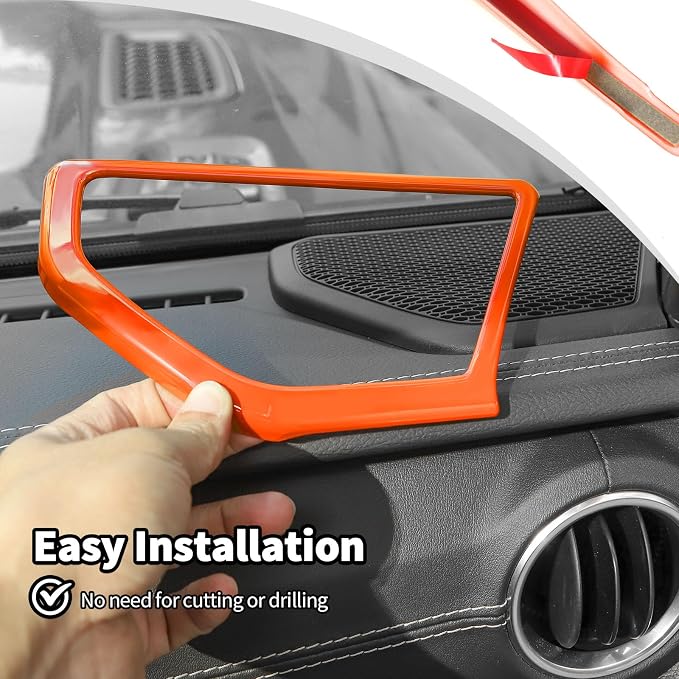 JWWY for Jeep JL Speaker Audio Trim Top & A Pillar Cover Trim for 2024-2025 Jeep Wrangler JL JLU & Gladiator JT Accessories ABS 4PCS Orange
