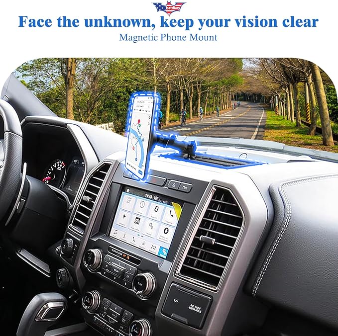 F150 Magnetic Phone Mount Compatible with 2015-2019 2020 Ford F150 F-150& 2017-2022 F250/F350 Super Duty Truck Accessories Metal Cell Phone Holder Dash Platform Mount