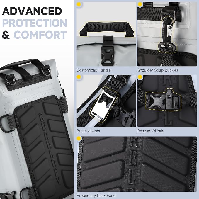 Motorcycle Tail Bag, 15L Waterproof Motorcycle Saddle Bag | 2 Size and 3 Color Options Luggage Bag, PVC Travel Bag, Rear Seat Bag, Stone Grey GT-15GRY
