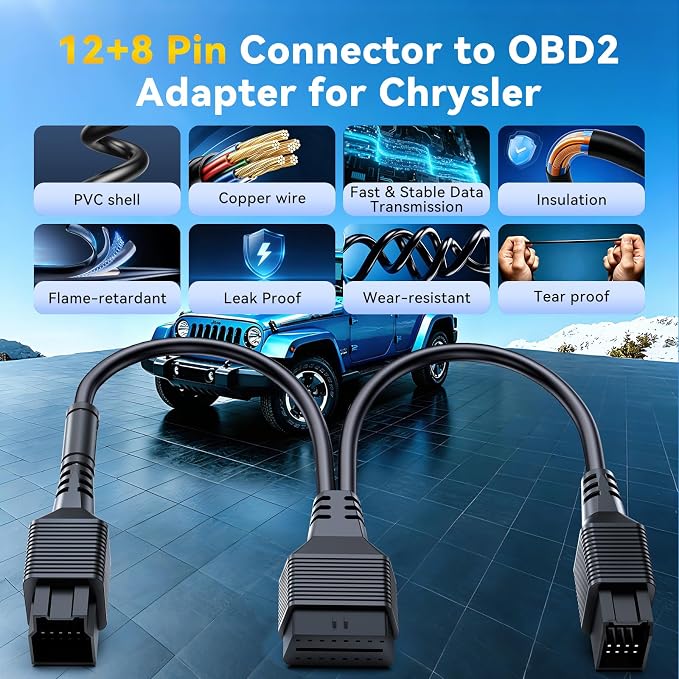 THINKCAR THINKSCAN 662 OBD2 Scanner,Car Diagnostic Tool with Bidirectional Active Test + 12+8 Pin Connector to OBD2 Adapter for Chrysler, Security Gateway Bypass Cable for FCA SGW Vehicles