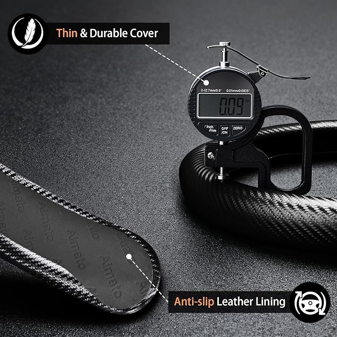 Aimato Customized Steering Wheel Cover for Dodge RAM 1500 2012-2018,RAM 1500 Classic 2019-2023,RAM 2500/3500/4500/5500 2012-2018 Thin,Anti-Slip,Scratch-Resistant Exclusive Car Accessory for RAM