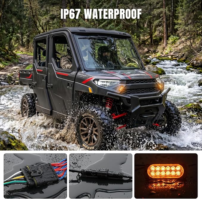 Oumurs UTV Turn Signal Kit with Lever Column Switch, 110dB Horn, Plug and Play, Pre-Wired Blinker Column Switch Compatible with Polaris, Golf Cart, Teryx, Can-Am, CFMOTO, ATV