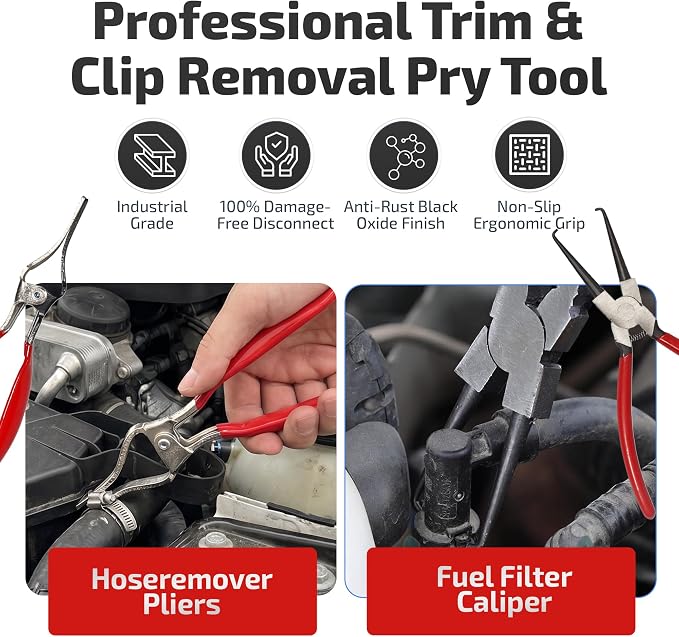 10 PCS Electrical Disconnect Pliers-Fuel Line Disconnect Tool Set-Automotive Electrical Terminal Connector Separator Removal Kit with Relay Puller, Hose Clamp Pliers-Terminal Pin Removal Tool