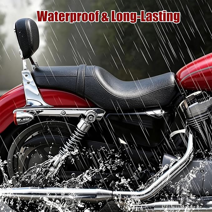 2-Up Motorcycle Seat for Sportster XL 2010-later, Driver Passenger Two Up Low Profile Leather Seat Pad for Harley Davidson Iron 883 1200 48 72 XL883 XL1200 Forty-Eight Seventy-Two SuperLow Accessories