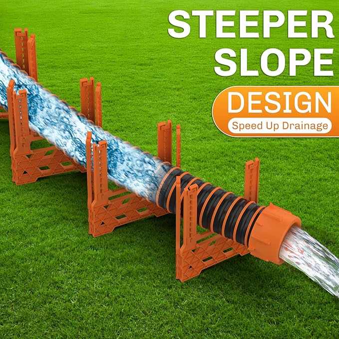 WELLUCK RV Sewer Hose Support 20FT, Blaze Orange RV Sewer Support with Adjustable Height Design, Secure Rubber Band and Carry Strap, Quick Setup and Collapse for Campers Travel Trailers and Motorhome