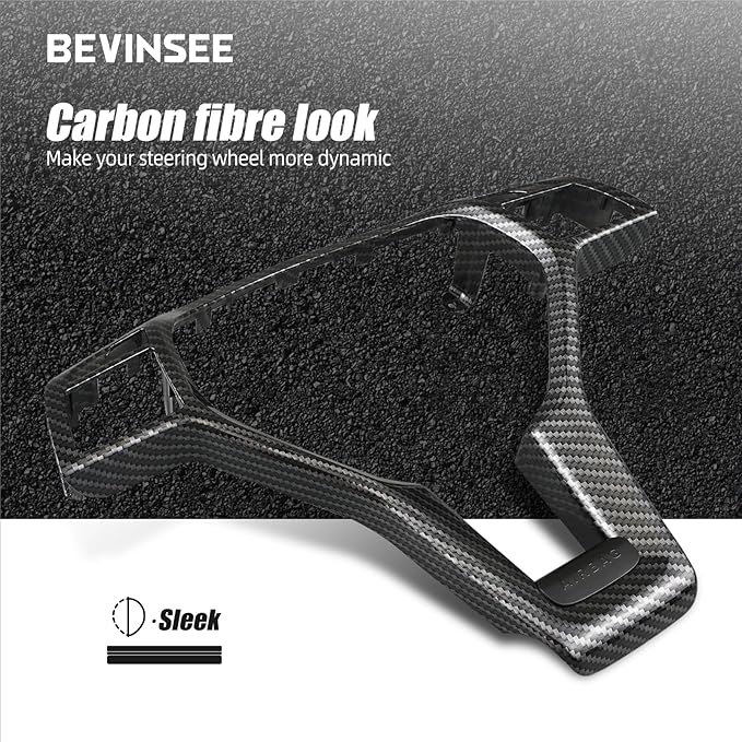 Bevinsee Steering Wheel Decoration Cover Trim Compatible with Mercedes Benz C-CLASS W204 C63 E-CLASS W212 E63 E-CLASS W207 E63 CLA-CLASS W117 CLA45 C218 CLS-Class Coupe 2012-2014