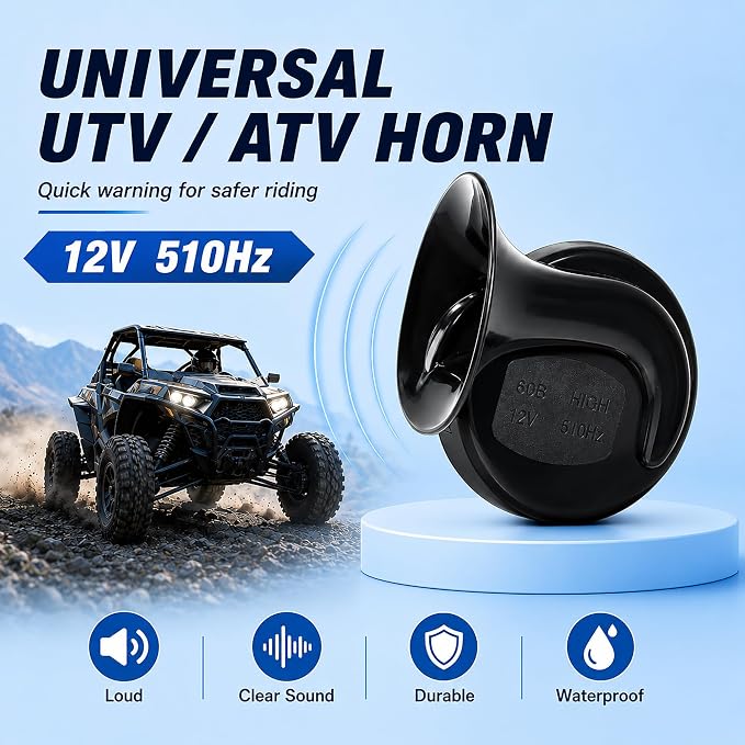 UTV Triangle Turn Signal Kit with 110dB Horn Pre-Wired Plug and Play ATV Blinker Kit with Amber LED Hazard Lights Rocker Switch Universal Street Legal Kit Compatible Polaris Can-Am Golf Cart