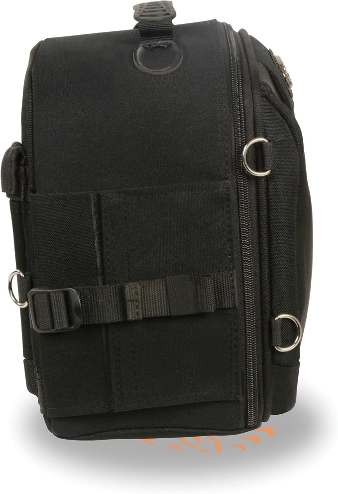 Milwaukee Leather MP8190 Small Black 'Sporty' Motorcycle Textile and PVC Sissy Bar Rack Bag - Small