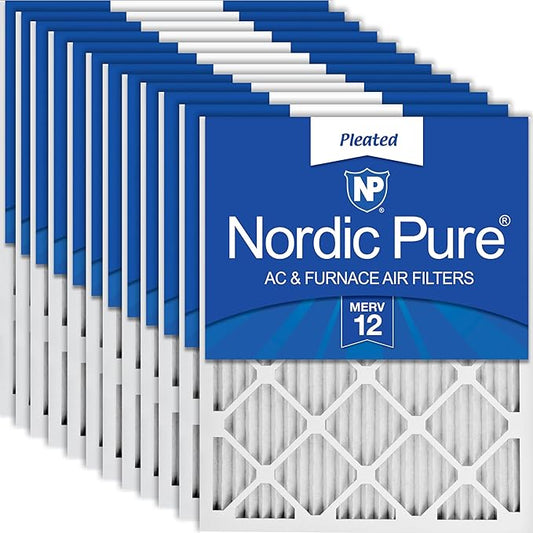 Nordic Pure 14x20x1 (Actual Size: 13 1/2 x 19 1/2 x 3/4) Pleated MERV 12 Air Filters 12 Pack