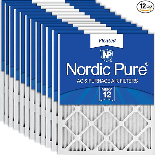 Nordic Pure 10x20x1 (Actual Size: 9 1/2 x 19 1/2 x 3/4) Pleated MERV 12 Air Filters 12 Pack