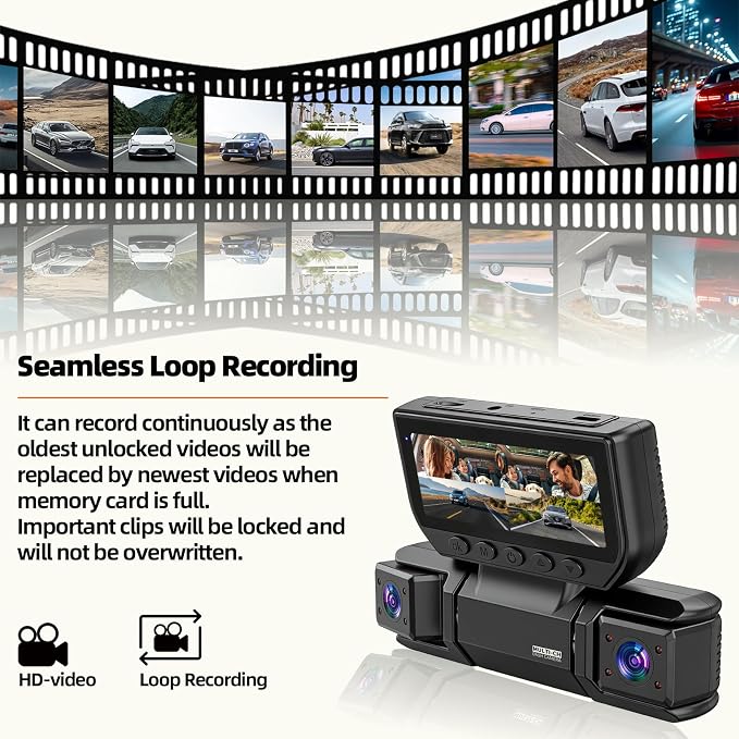 W6 4 Channel Dash Cam 360° Recording Dash Cam for Cars 2K Front + 1080P Rear & Side Cameras 5GHz WiFi & App Control, Night Vision, G-Sensor, Parking Monitor, 64GB SD Card Included