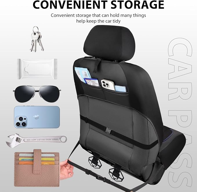 Outlet Leather Car Seat Covers Gel Wetsuit PU Front Seat Cover Waterproof EVA 2pcs All Weather Neoprene Universal Fit Pickup SUV Truck Sedan Automotive, Armrest Airbag Compatible, Rhombic Blue Strip