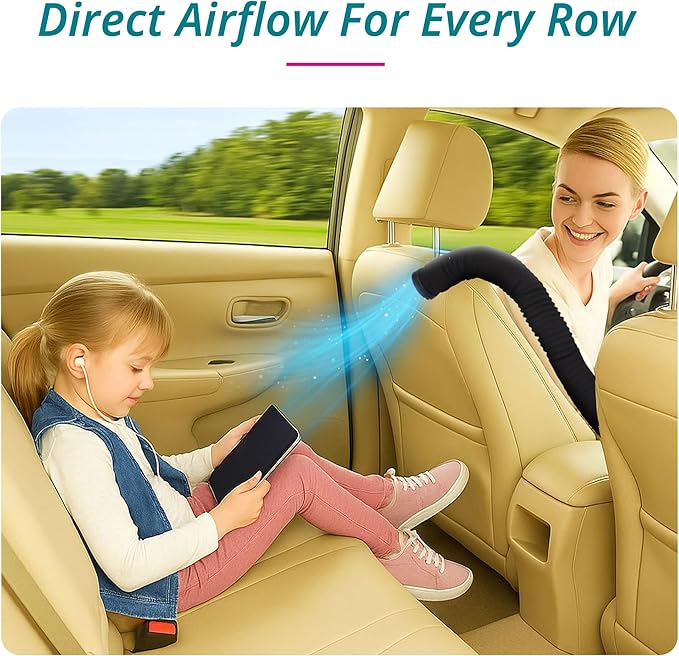 Swanoo Car AC Vent Extender | Air Vent Hose for Backseat | Directs Cool or Hot Air to Kids & Pets | Universal Fit | Extends Up to 10 FT | AC Tube for Baby Car | Back Seat Air Conditioning | BreezyBack