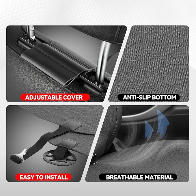 Auto Dynasty Car Seat Covers Full Set, Anti-Slip Automotive Interior Covers, Breathable and Comfort Car Seat Protectors, Airbag Compatible, Universal Fit Most Vehicles, Dark Gray (Protex Series)