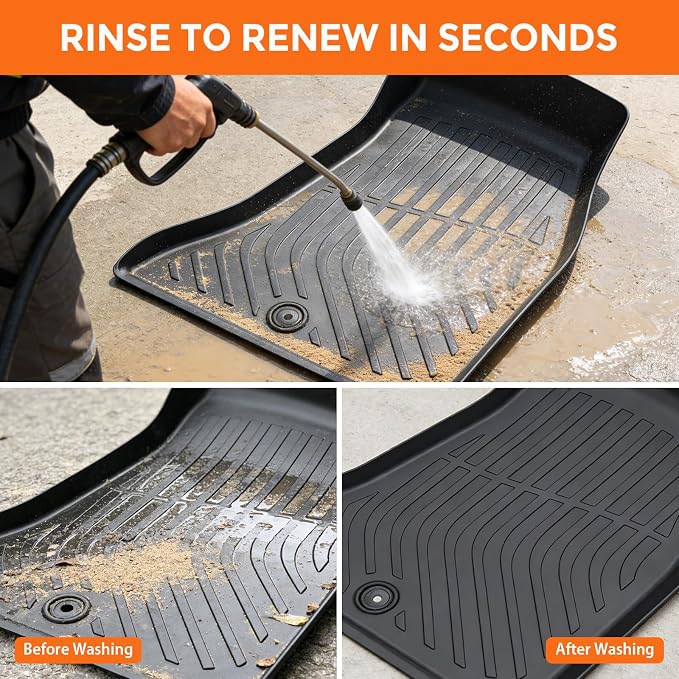 Floor Mats for Dodge Challenger RWD 2015-2023 (Not for 3.6L V6 Engine Models or AWD), Heavy Duty TPE All Weather Protection, Waterproof Non-Slip Black (Two-Row Floor Mats & Cargo Liner)