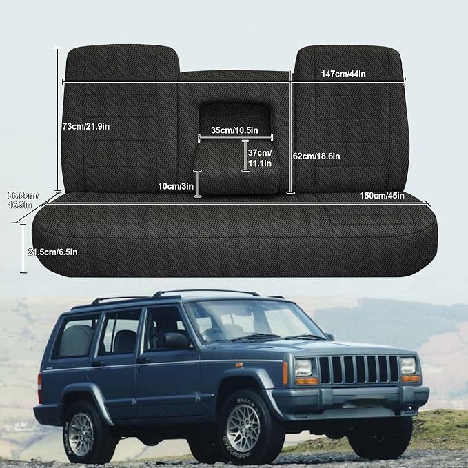 Custom Bench Seat Covers for Ford F150 1987 1988 1989 1990 1991 Heavy Duty Cloth Protector Interior Accessories，Waterproof & Machine Washable - Black