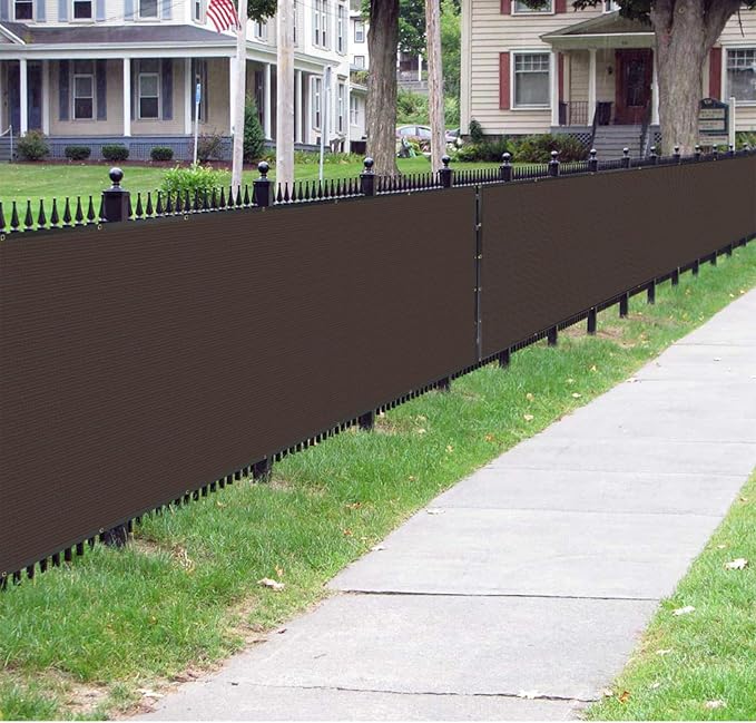 Sunnyglade 6 feet x 100 feet Privacy Screen Fence Heavy Duty Fencing Mesh Shade Net Cover for Wall Garden Yard Backyard (Brown, 6 ft X 100 ft)