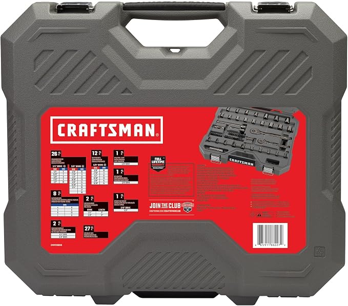 CRAFTSMAN OVERDRIVE 80-Piece Gunmetal Chrome Mechanics Tool Set, Standard SAE/Metric Socket Set, with Hard Case (CMMT99080L)
