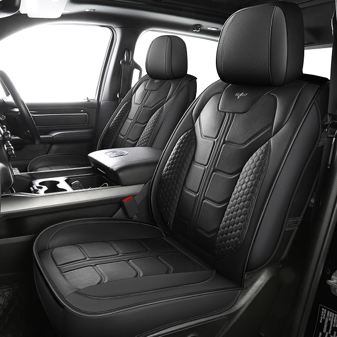 LINGVIDO Tacoma Seat Covers 2016-2022 2023,Fit for Tacoma Seat Cover Crew Cab/Double Cab Brown for Pickup Truck Waterproof Leather Accessories Front Black