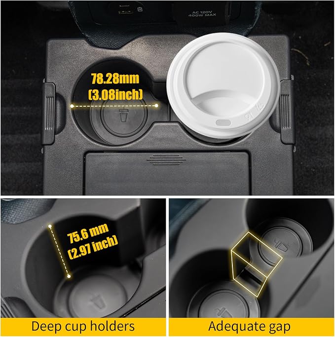 Center Console Organizer Bundle with 2022-2026 Ford Maverick Trash Can Multi-Function Trash Bin with Cup Holder Trash Bin Extra Rear Storage Box for 2025 Maverick Accessories (Upgraded)