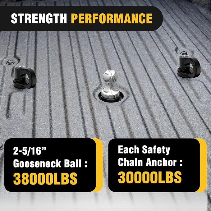 Nilight 60692 Puck System Gooseneck Hitch Kit w/Box for 2016-2025 Chevy Silverado GMC Sierra 2500HD 3500HD Nissan Titan XD, 2013-2025 Ford F250 F350 F450, 2-5/16" Ball w/Chain Anchor