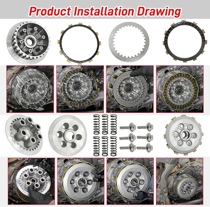 Clutch Kit & Friction Steel Plate for Yamaha Raptor 700 R 700R 2006-2024, Clutch Assembly OEM# 1S3-16351-00-00 1S3-16371-10-00