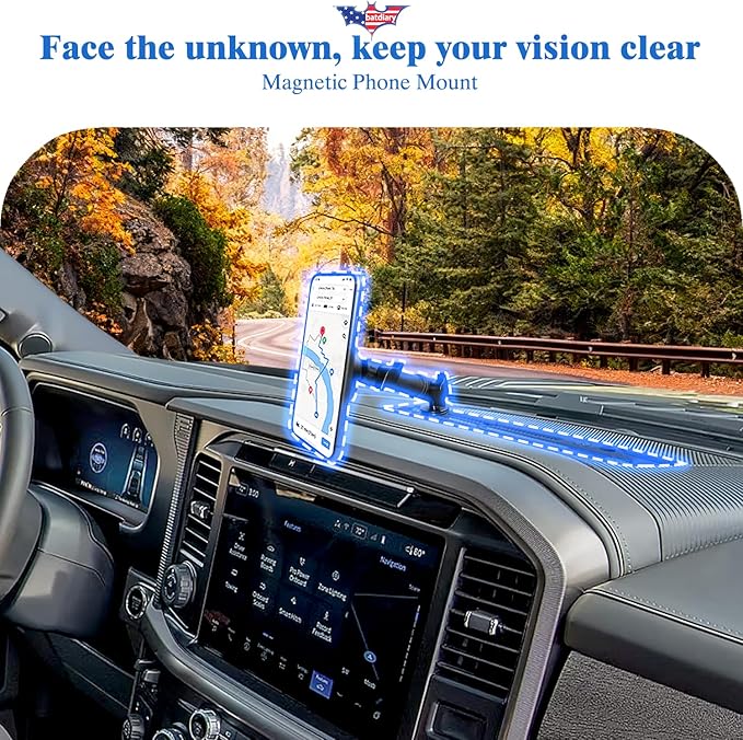 2025 F150 Ra Port Magnetic Phone Mount Compatible with 2024 2025 2026 Ford F150 Truck Accessories Metal Cell Phone Holder Dash Platform Mount