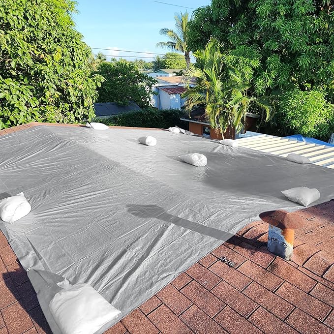 Tarps Heavy Duty Waterproof, 12 Mil Silver Waterproof Tarps for Outdoors with Grommets Reinforced Edges, UV Resistant, Tear&Fade Resistant, Large Cover for Rain Pool Roof, 12 * 12 FT