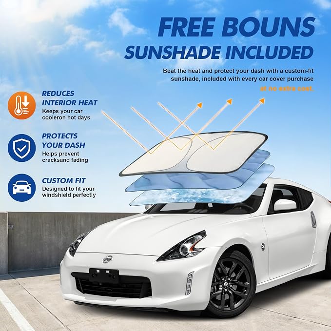 Car Cover Waterproof All-Weather,Heavy-Duty Outdoor Full Exterior Automobiles Sedan/Coupe (Length 166-178 inch) with Windshield Sun Shade Universal Fit Porsche 718, Versa, BRZ, Supra etc