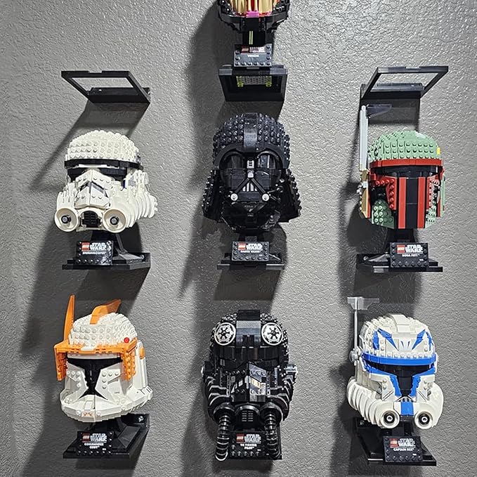 TEYOUYI 8pcs Wall Mount for Lego Star Wars Helmet Display Shelf for Lego Star Wars Helmet Compatible with All Standard Lego Helmets Black