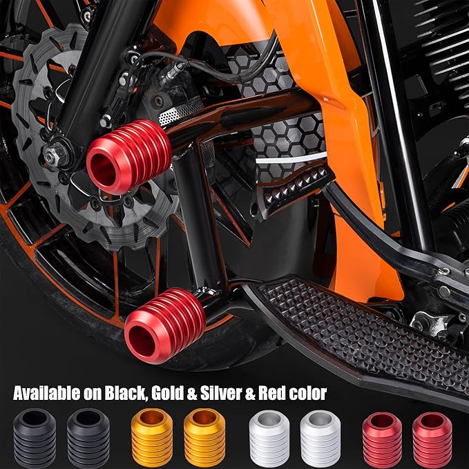 Advanblack Motorcycle Frame Sliders Machined CNC Alumium Crash Bar Slider Fit All Flat Out & Highway 1 1/4" Crash Bar Saddlebags Guards (Red)