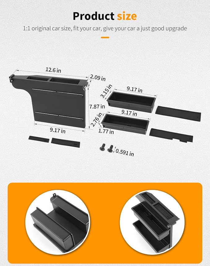 Hoolcar Center Console Armrest Storage Box Fit for Ford F150 F250 F350 F450 2015-2025, Black
