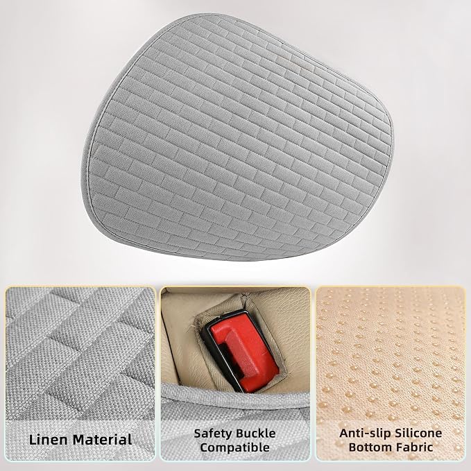 Gray Back Seat Cover, Car Back Seat Cover for Cars Truck SUV, Rear Seat Covers with Storage Pocket, Linen Bottom Backseat Cover for Most Vehicles-Gray,1 Pcs